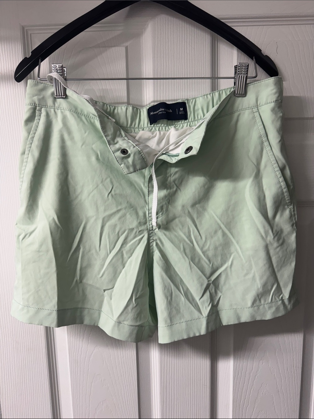 Men Abercrombie Light Mint Drawstring Shorts